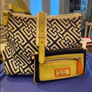 Spartina shoulder purse and wristlet